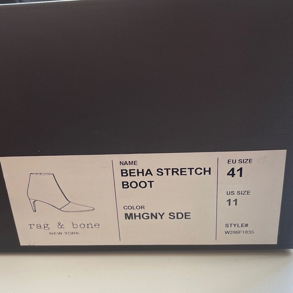 Rag & Bone Beha Stretch Boot Pointy Stiletto Ankle Boot Mahogany Suede 11/41 NIB - Picture 10 of 17